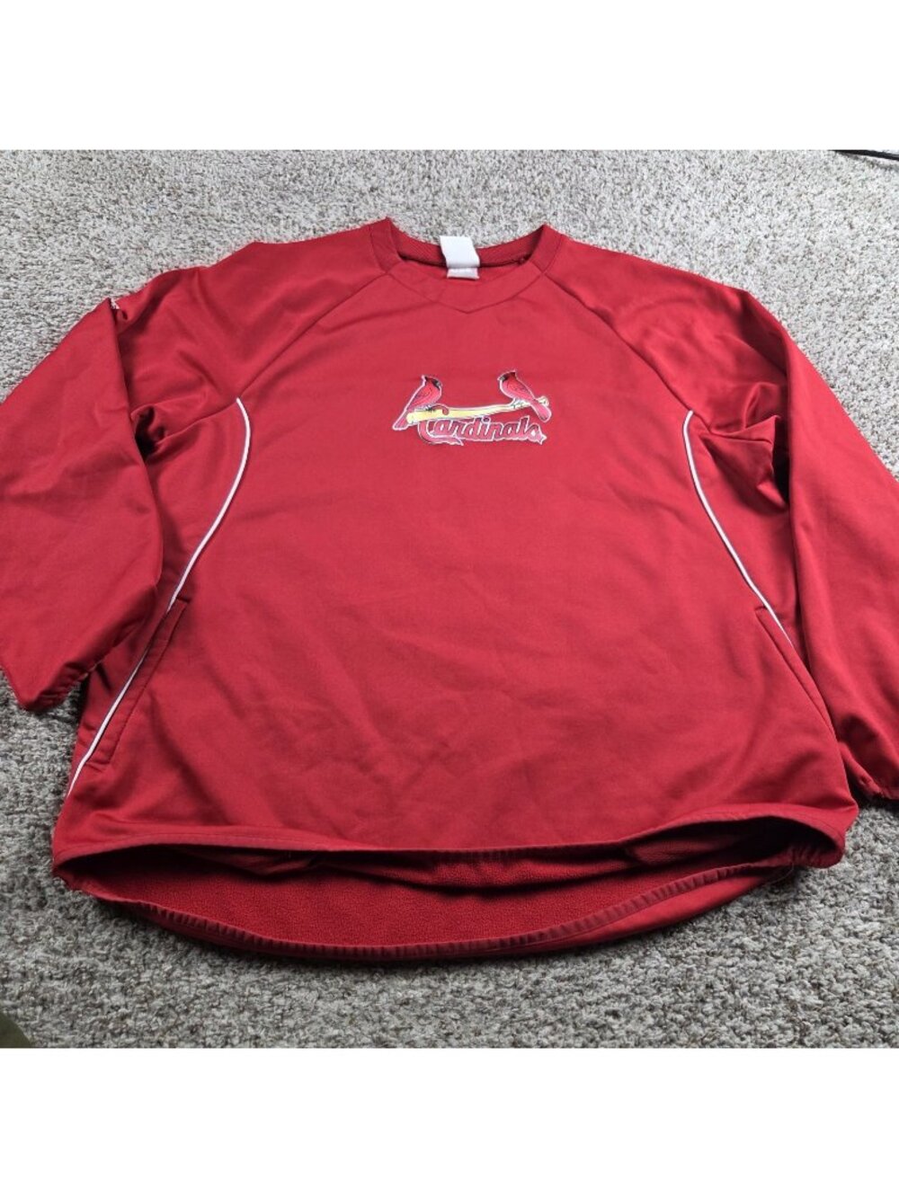 Saint Louis Cardinals Majestic Therma Base Pull Over Mens XL Red Birds On Bat